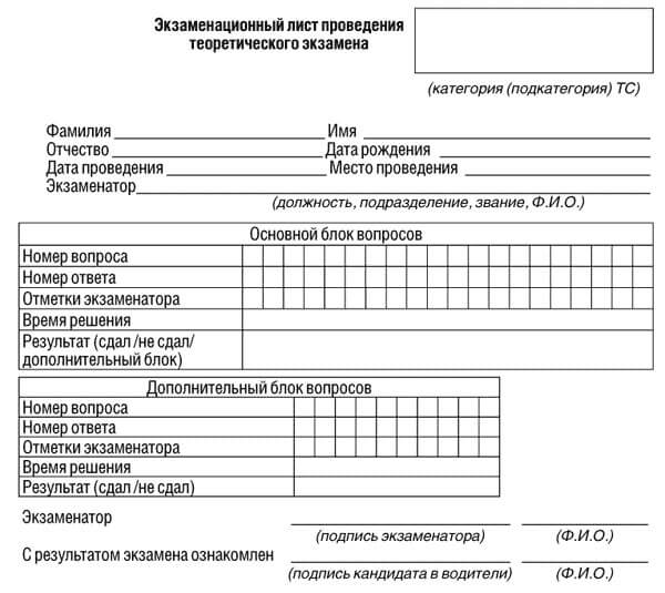 купить лист сдачи теоретического экзамена ПДД в Поронайске